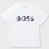 Crianças HUGO BOSS Crianças (Idades 1-3) | Partes De Cima Para Rapaz>T-shirt Para Bebé Em Jersey De Algodão Com Logótipo Estampado