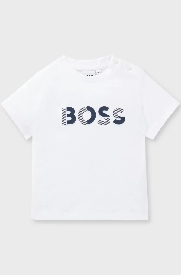 Crianças HUGO BOSS Crianças (Idades 1-3) | Partes De Cima Para Rapaz>T-shirt Para Bebé Em Jersey De Algodão Com Logótipo Estampado