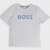 Crianças HUGO BOSS Partes De Cima Para Rapaz>T-shirt Para Criança De Ajuste Regular Em Algodão Com Logótipo Estampado