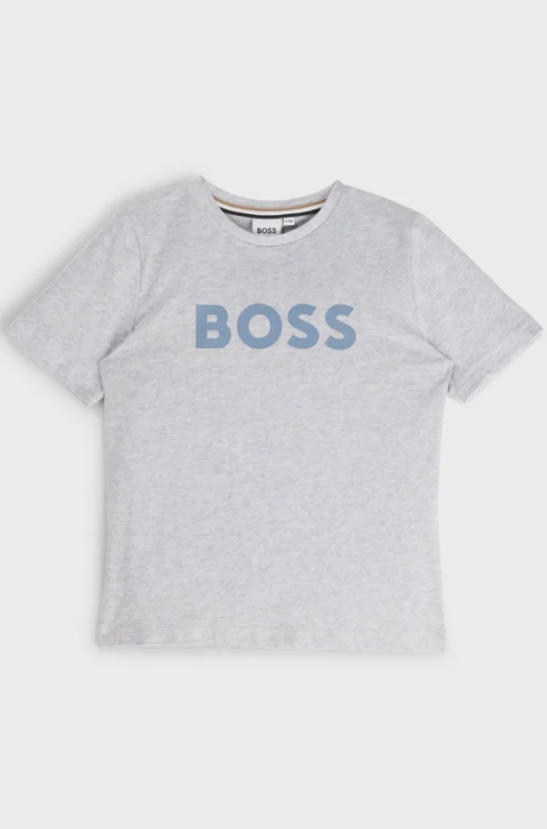 Crianças HUGO BOSS Partes De Cima Para Rapaz>T-shirt Para Criança De Ajuste Regular Em Algodão Com Logótipo Estampado