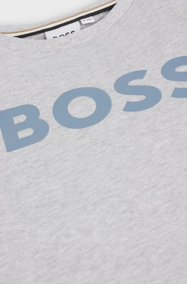 Crianças HUGO BOSS Partes De Cima Para Rapaz>T-shirt Para Criança De Ajuste Regular Em Algodão Com Logótipo Estampado