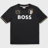 Crianças HUGO BOSS Partes De Cima Para Rapaz>T-shirt Para Criança Em Tecido Elástico Com Remendos Bordados