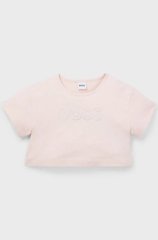 Crianças HUGO BOSS Partes De Cima Para Rapariga>T-shirt Sobredimensionada Para Criança De Algodão Elástico Com Arte Do Logótipo