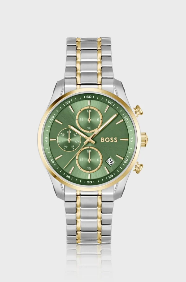 MULHER HUGO BOSS Relógios>Two-tone Watch With Green Dial And Five-link Bracelet