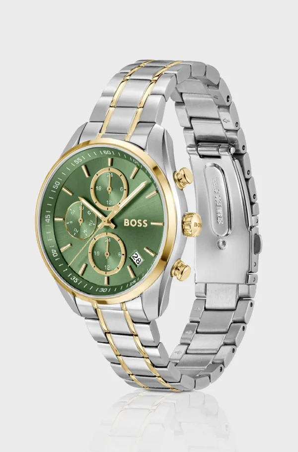 MULHER HUGO BOSS Relógios>Two-tone Watch With Green Dial And Five-link Bracelet