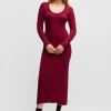 MULHER HUGO BOSS Vestidos E Macacões>Vestido De Comprimento Midi De Ajuste Slim Com Estrutura Canelada Irregular