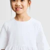 Crianças HUGO BOSS Partes De Cima Para Rapariga>Vestido Infantil De Manga Curta Com Riscas E Logótipo Exclusivos