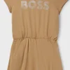 Crianças HUGO BOSS Júniores (Idades 4-14)>Vestido Para Criança Em Algodão Elástico Com Logótipo Estampado Brilhante