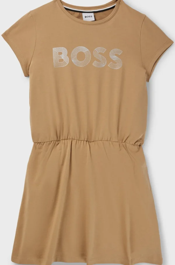 Crianças HUGO BOSS Júniores (Idades 4-14)>Vestido Para Criança Em Algodão Elástico Com Logótipo Estampado Brilhante