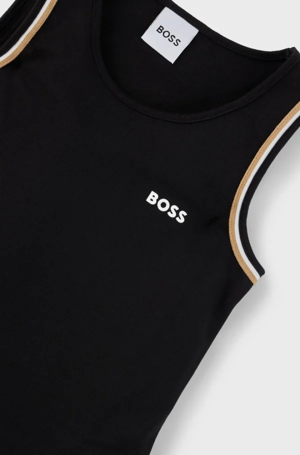 Crianças HUGO BOSS Júniores (Idades 4-14)>Vestido Sem Mangas Para Criança Em Tecido Elástico Com Estampado De Logótipo